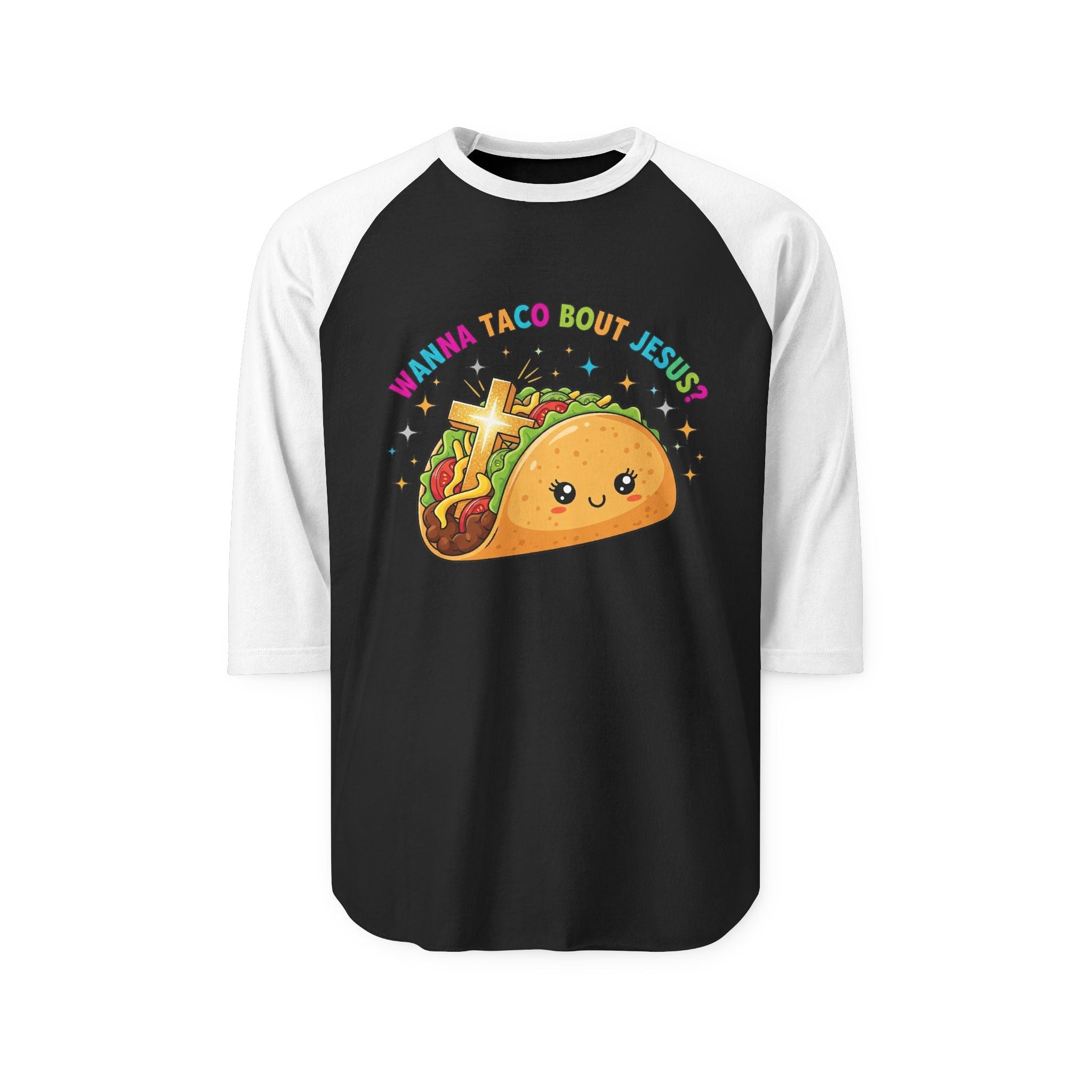 Wanna Taco 'Bout Jesus? Funny Christian Pun T-Shirt – Lettuce Pray & Share Faith! Printify