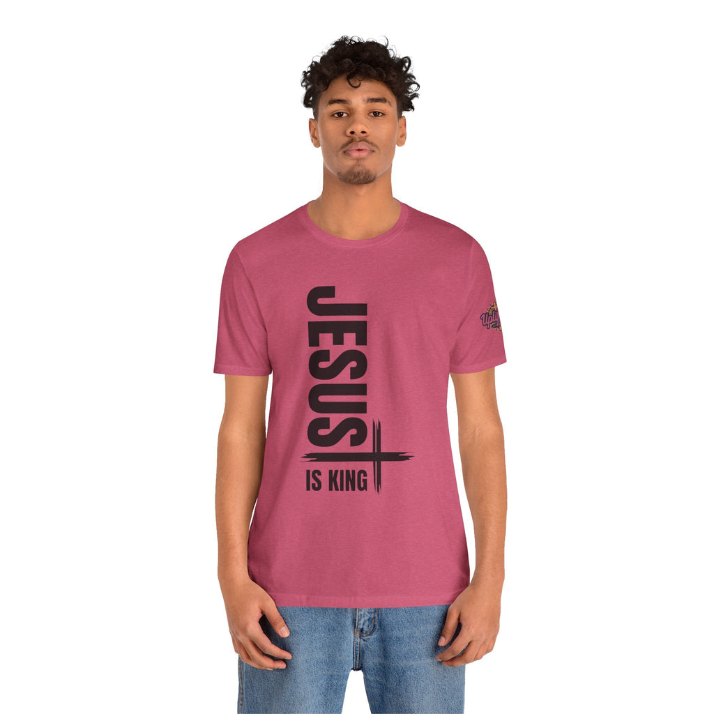 Jesus Is King T-shirt | Modern Typographic Cross Christian T-shirt Printify