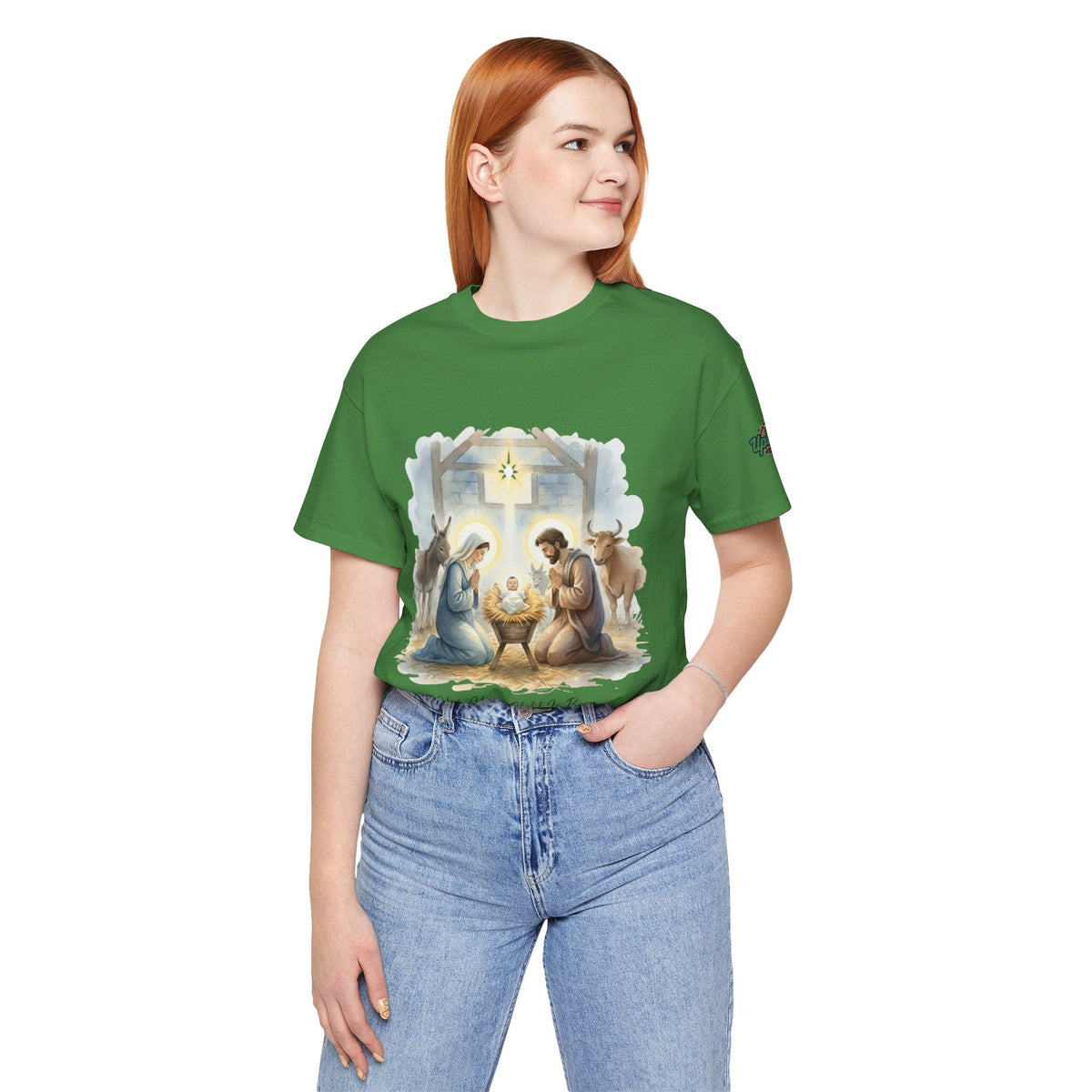 Unto Us a Child is Born T-shirt – Isaiah 9:6 Nativity Manger Scene Christian Christmas T-shirt for Holy Night Faith Printify