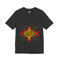 Jesus Ichthys T-shirt – Christian Fish Symbol with Cross & Jesus Inscription T-shirt for Eternal Faith & Streetwear Printify