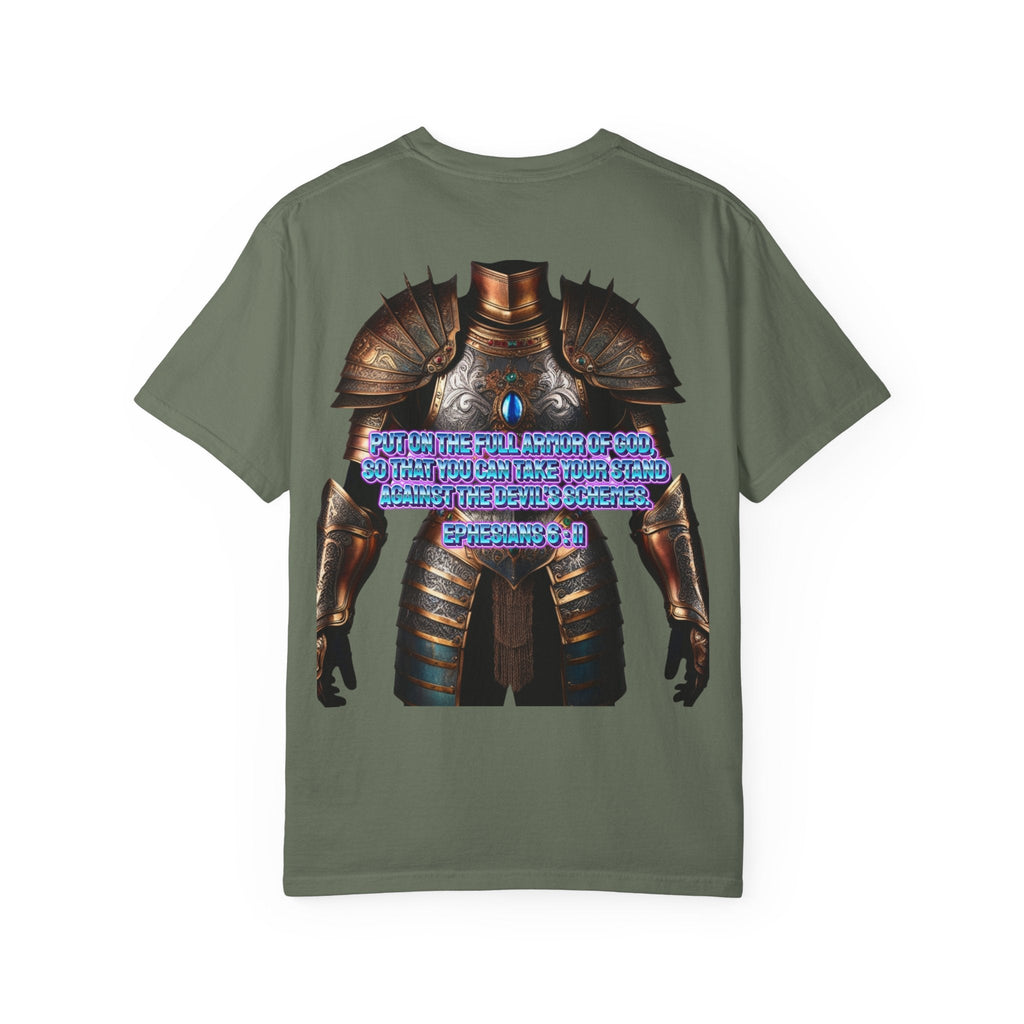 Religious Graphic Tee with Armor Of God Design - Unisex Garment-Dyed T-shirt Printify