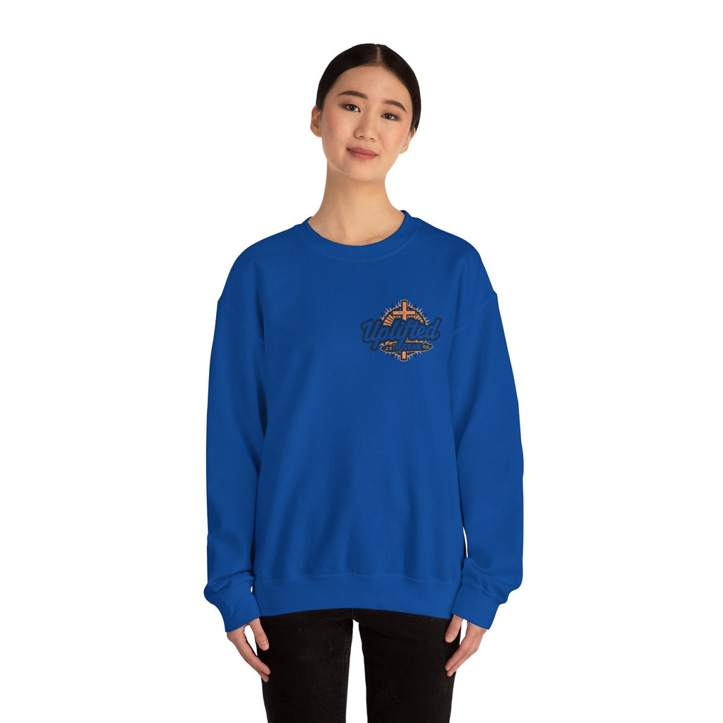 Walk by Faith, Not by Sight Sweatshirt – Moonlit Footprints Christian Sweatshirt for Cozy Nights Printify