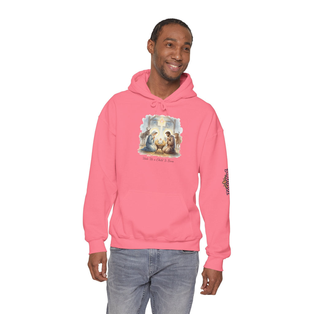 Unto Us a Child is Born Hoodie – Isaiah 9:6 Nativity Manger Scene Christian Christmas Sweatshirt for Holy Night Faith Printify