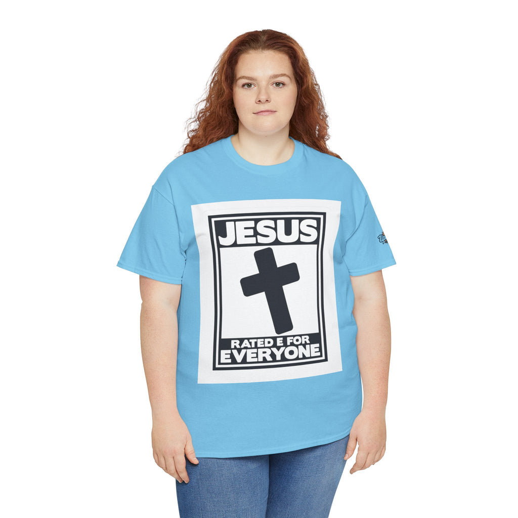 Jesus, Rated E for Everyone T-shirt - Gamer Faith T-shirt - Christian Video Game Parody Printify