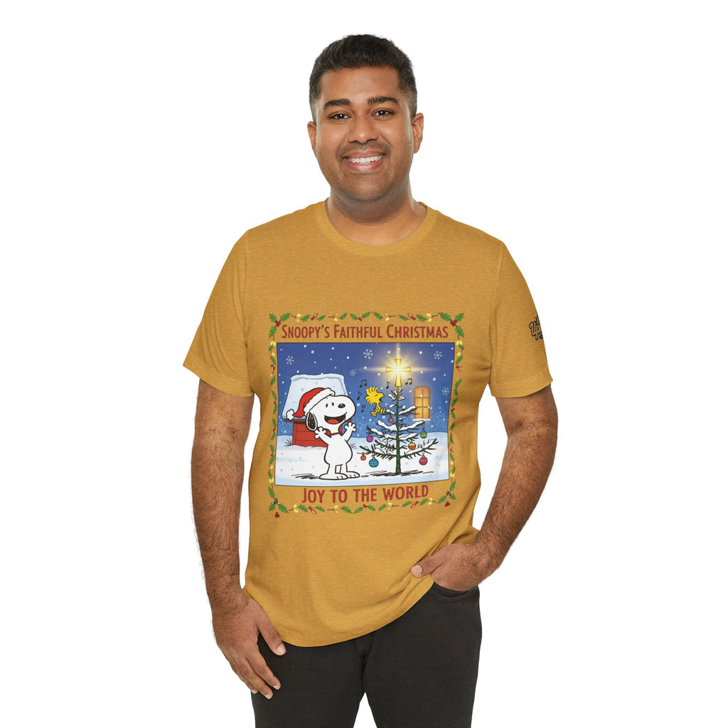 🎄 Faithful Christmas Friends – Christian Holiday T-Shirt | Festive Tree & Cartoon Duo | Heartwarming Christmas Tee by Uplifted Gear Printify