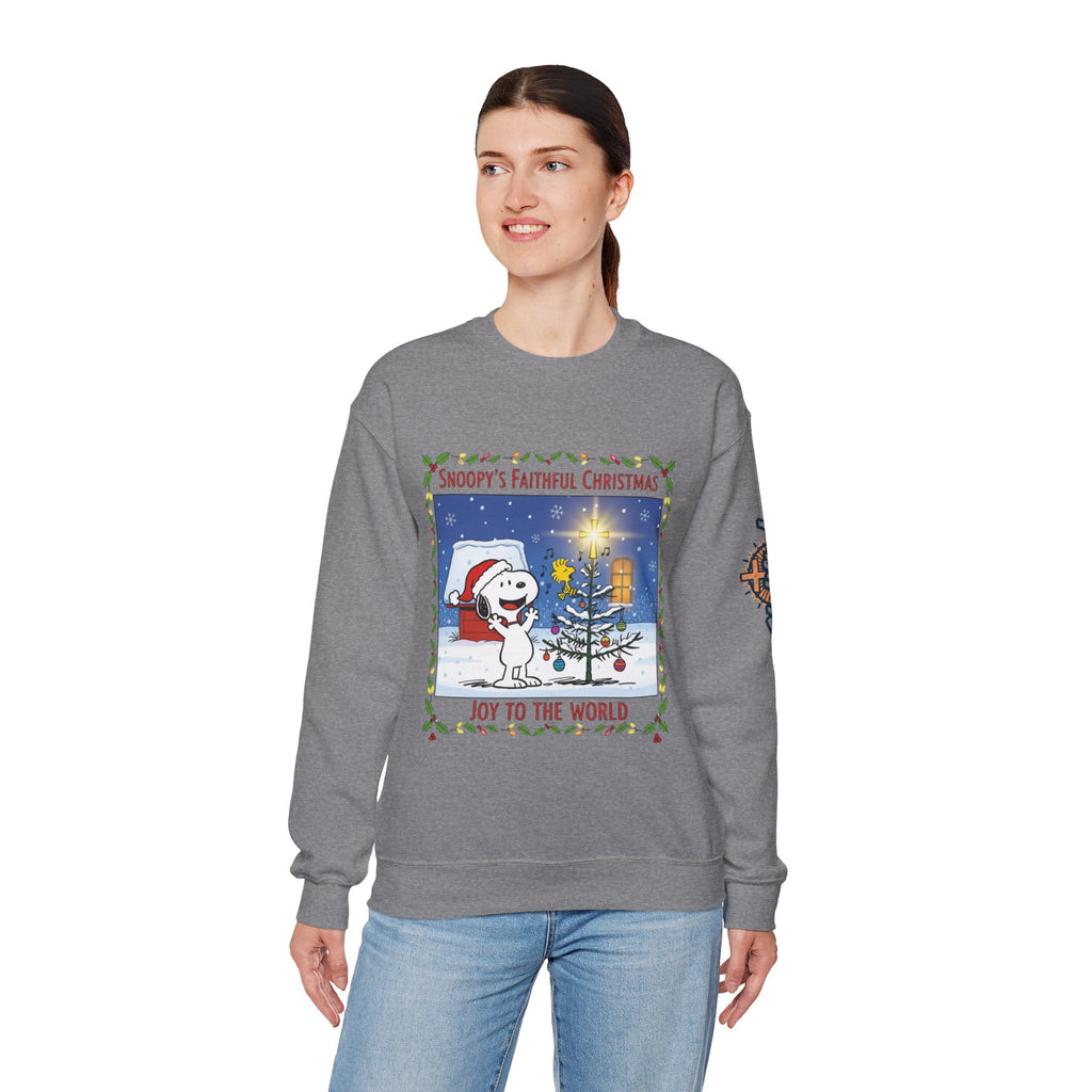 🎄 Faithful Christmas Friends – Christian Holiday Sweatshirt | Festive Tree & Cartoon Duo | Heartwarming Christmas Tee by Uplifted Gear Printify