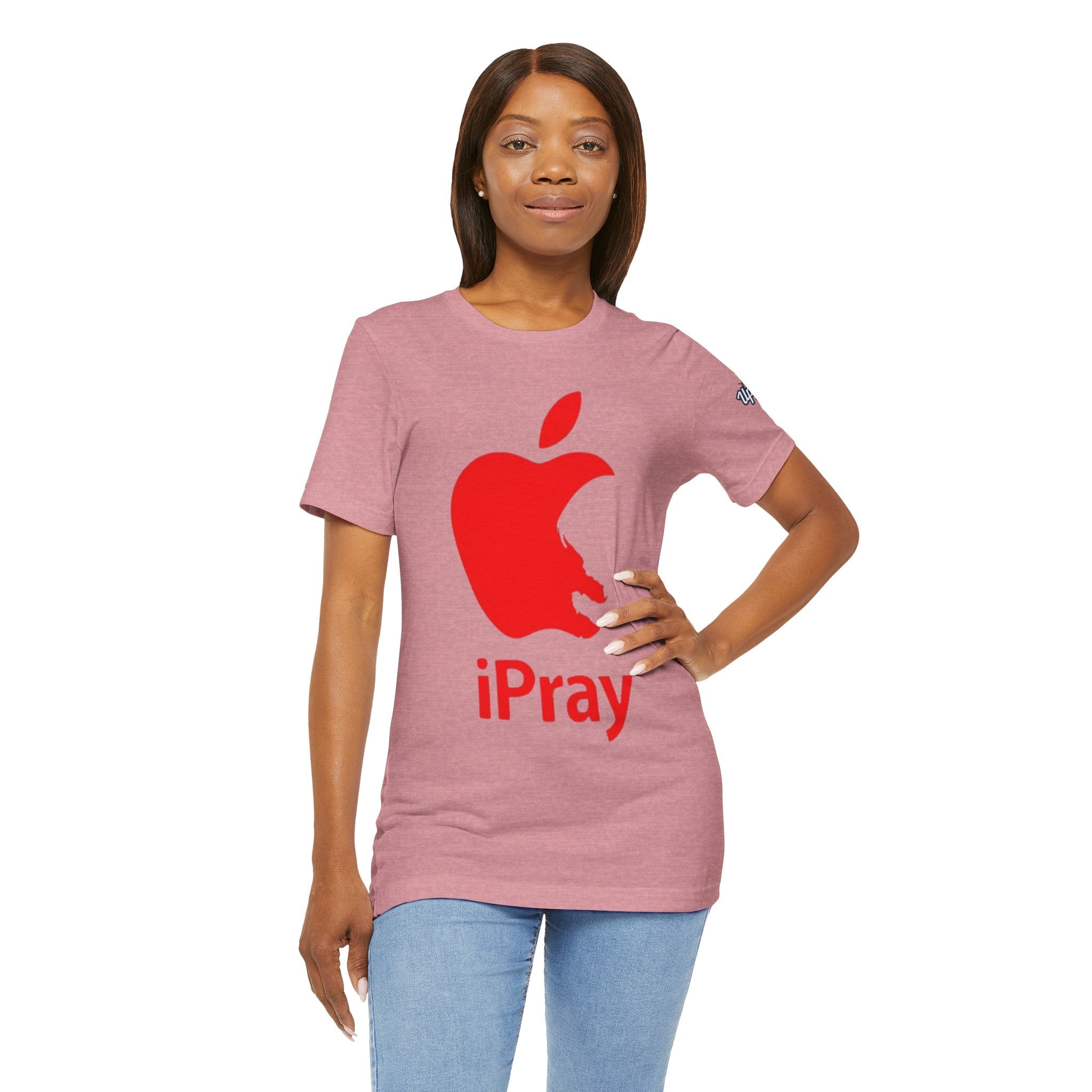 iPray Red Apple Christian T-Shirt — Faith Graphic Tee Printify