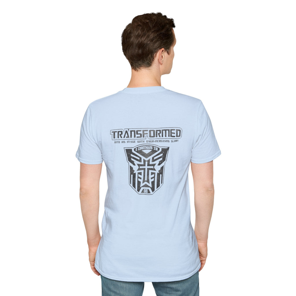 Transformer Logo Christian T-shirt | 2 Corinthians 3:18 Bible Verse T-shirt Printify