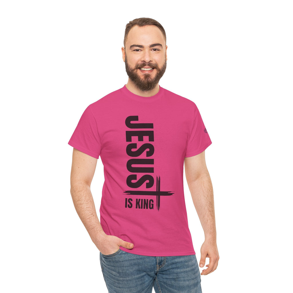 Jesus Is King T-shirt | Modern Typographic Cross Christian T-shirt Printify