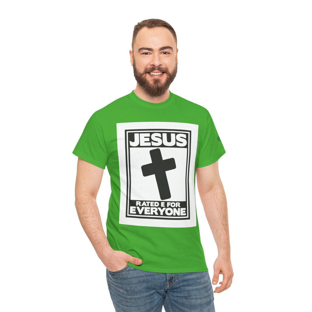 Jesus, Rated E for Everyone T-shirt - Gamer Faith T-shirt - Christian Video Game Parody Printify
