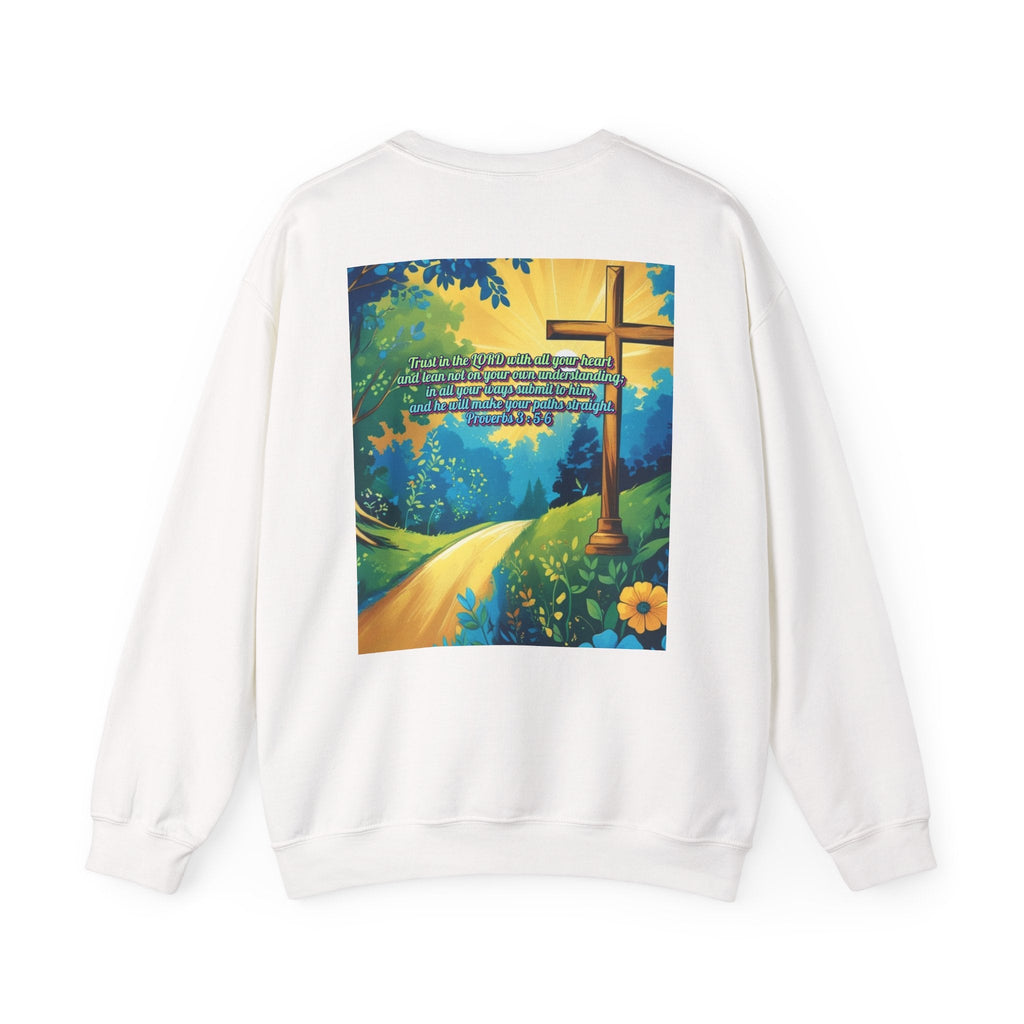 Trust in The Lord Proverbs 3:5-6 Biblical Design Crewneck Sweatshirt Printify