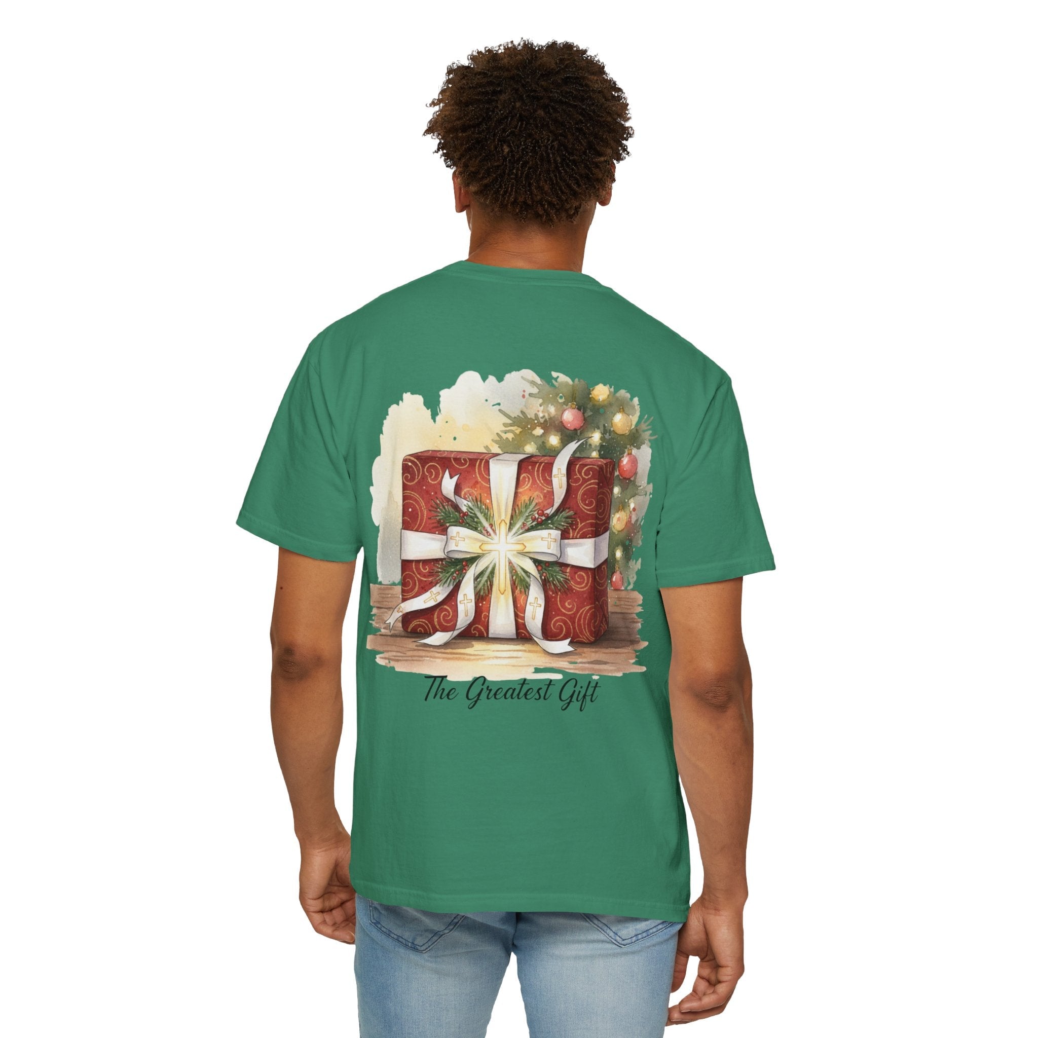 The Greatest Gift T-shirt – Cross Bow Present Christian T-shirt for Christmas Salvation & Eternal Faith Printify