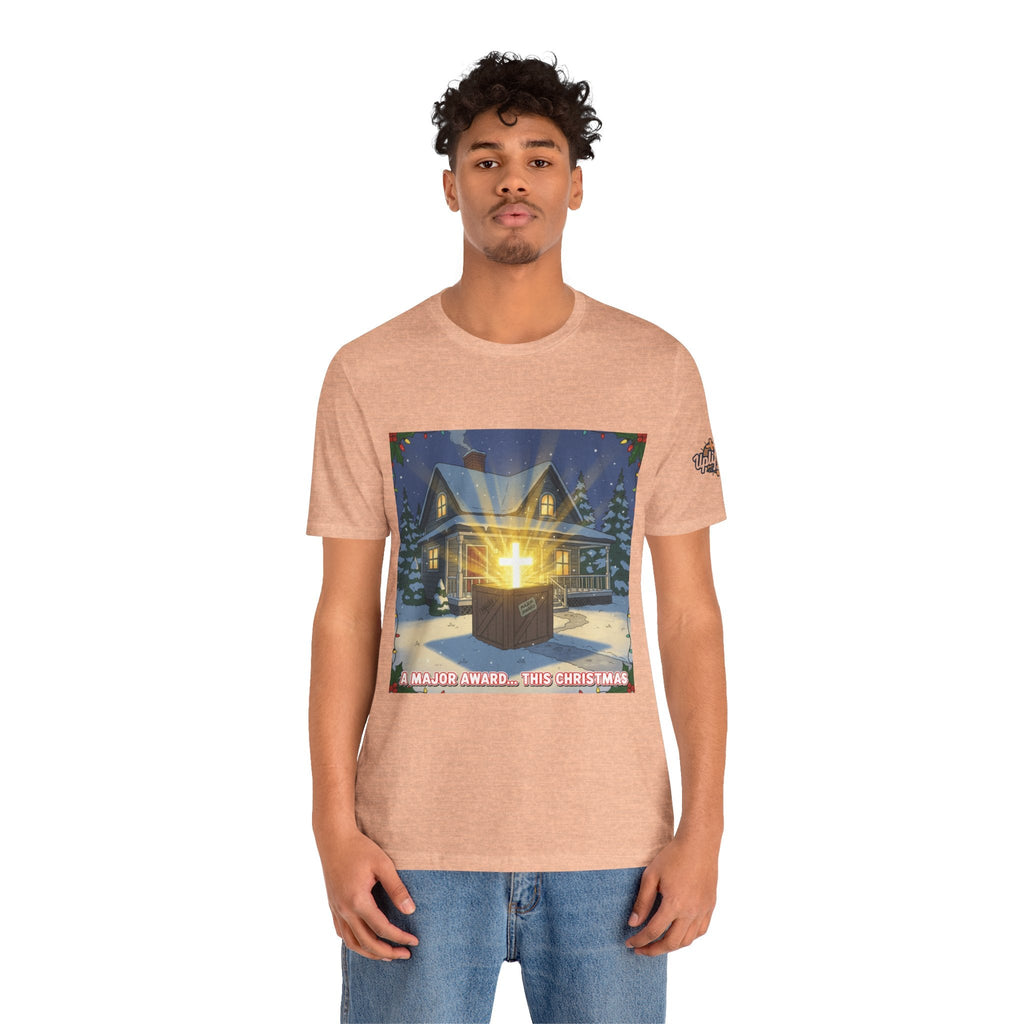 A Major Award This Christmas T-shirt – Fragile Leg Lamp Parody Cross Unboxing Christian T-shirt for Hilarious Faith & Holiday Glow Printify
