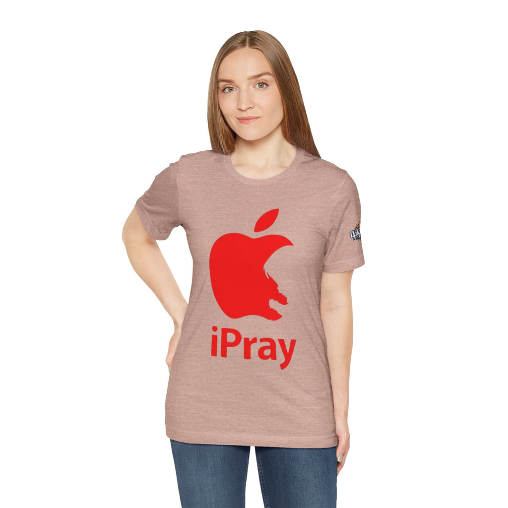 iPray Red Apple Christian T-Shirt — Faith Graphic Tee Printify