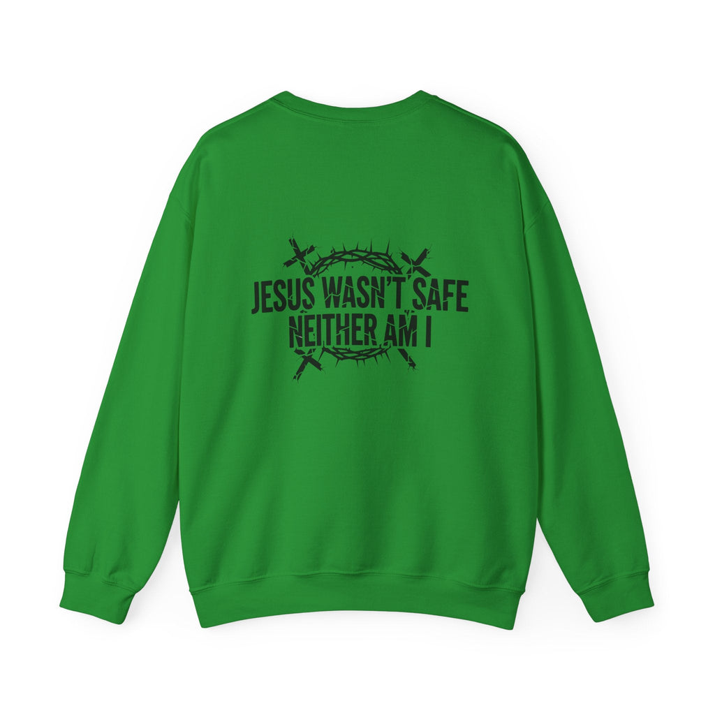 ⚡ Jesus Wasn’t Safe – Neither Am I | Bold Christian Sweatshirt | Storm-Walking Faith Tee | Minimalist Black & White Design | Uplifted Gear Printify