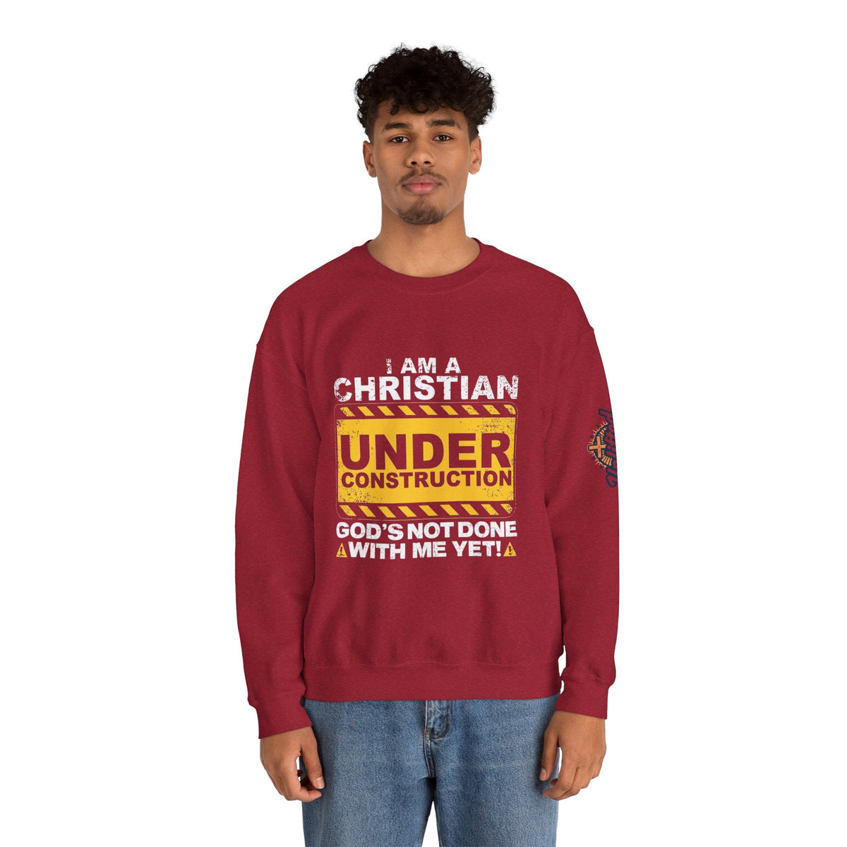 Christian Under Construction Sweatshirt | God Is Not Done With Me Yet Sweatshirt Printify