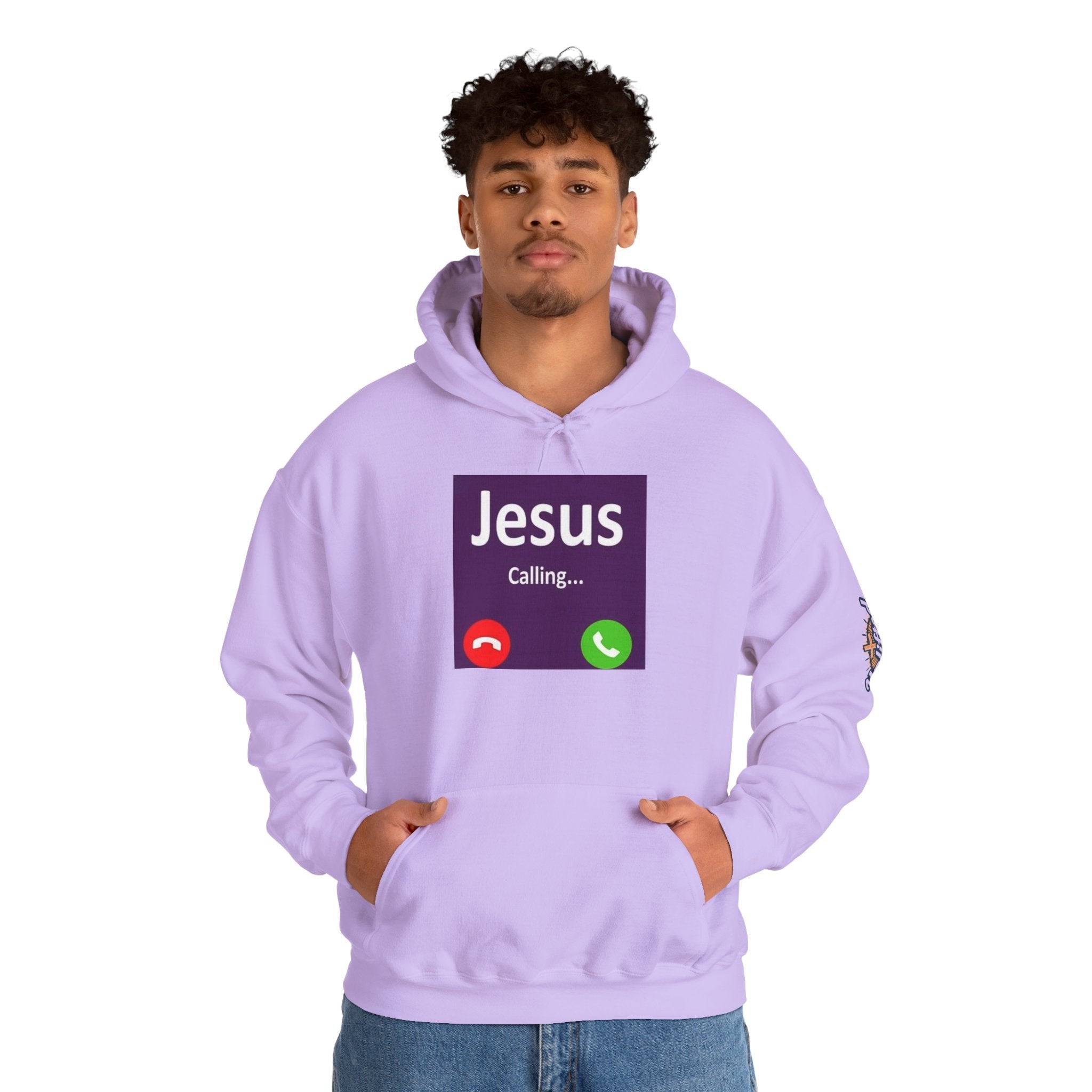 Jesus Calling Hoodie – Funny Cell Phone Screen Christian Sweatshirt for Divine Connection & Faith Humor Printify