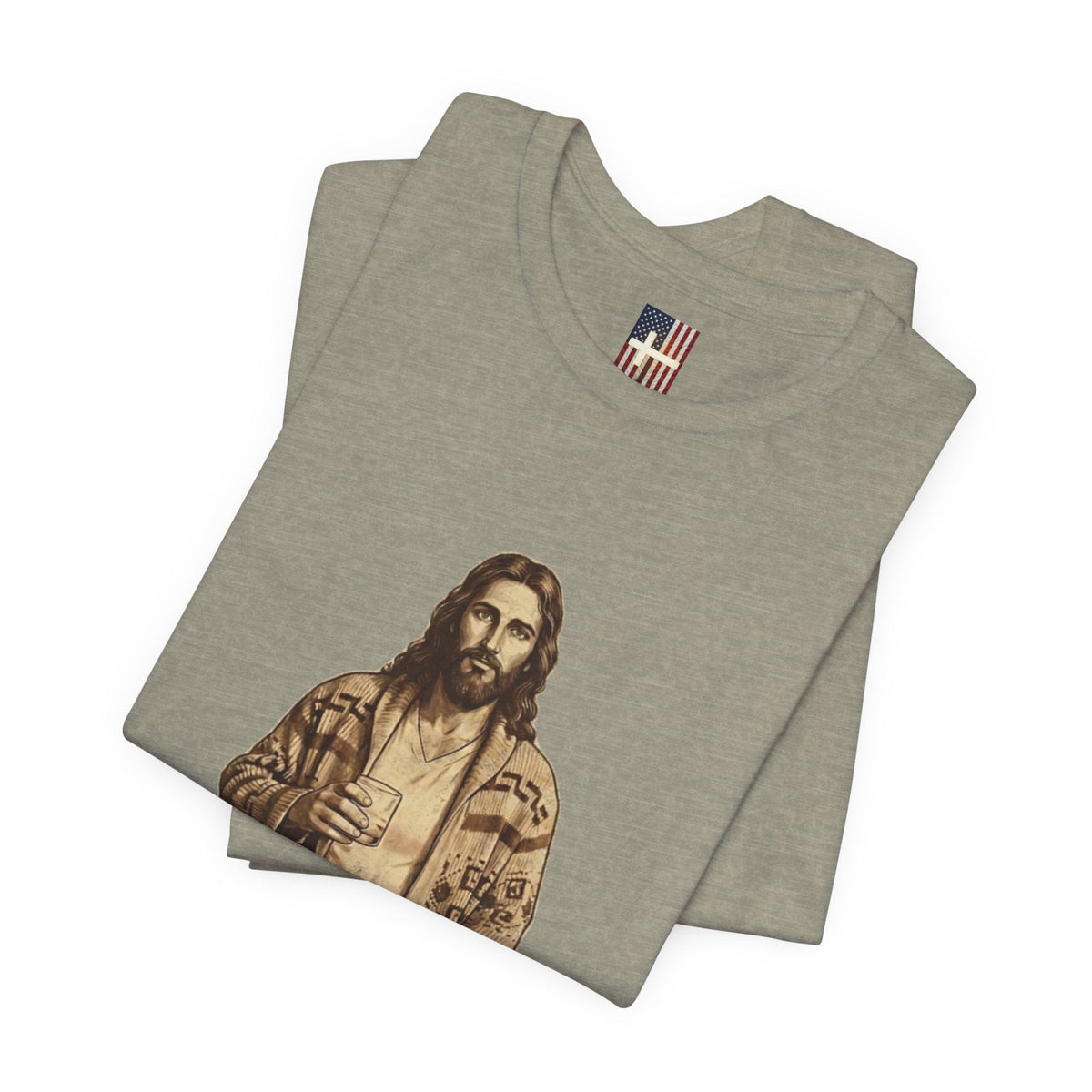 Abide Vintage Jesus Tee — "The Dude" Graphic Christian T-Shirt Printify