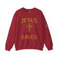 Jesus Saves Sweatshirt – Radiant Cross & Rays of Light Christian Sweatshirt for Eternal Hope & Faith Printify