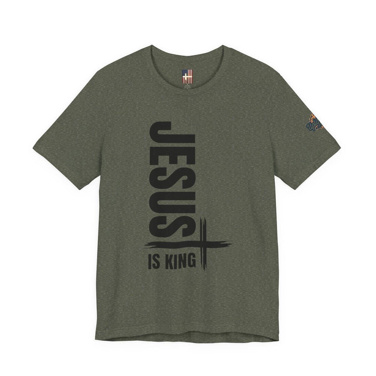 Jesus Is King T-shirt | Modern Typographic Cross Christian T-shirt Printify