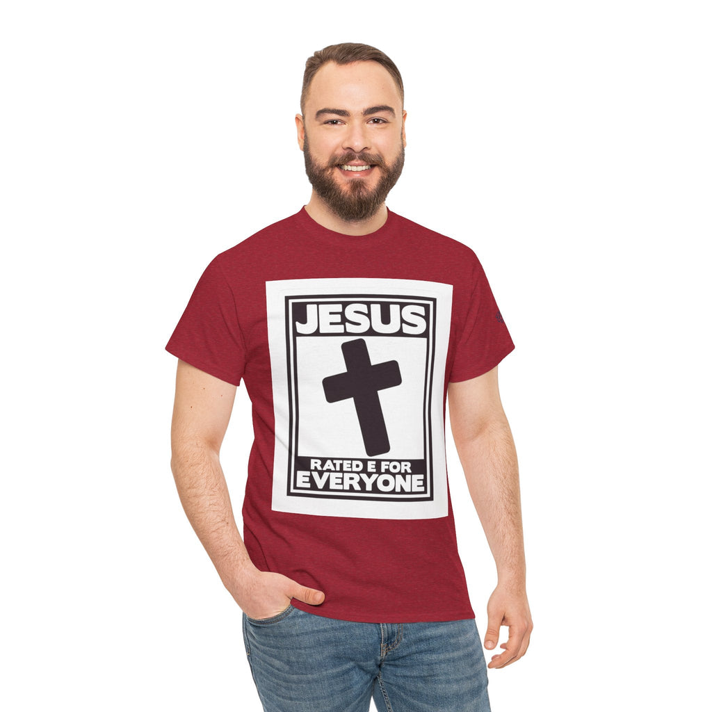 Jesus, Rated E for Everyone T-shirt - Gamer Faith T-shirt - Christian Video Game Parody Printify