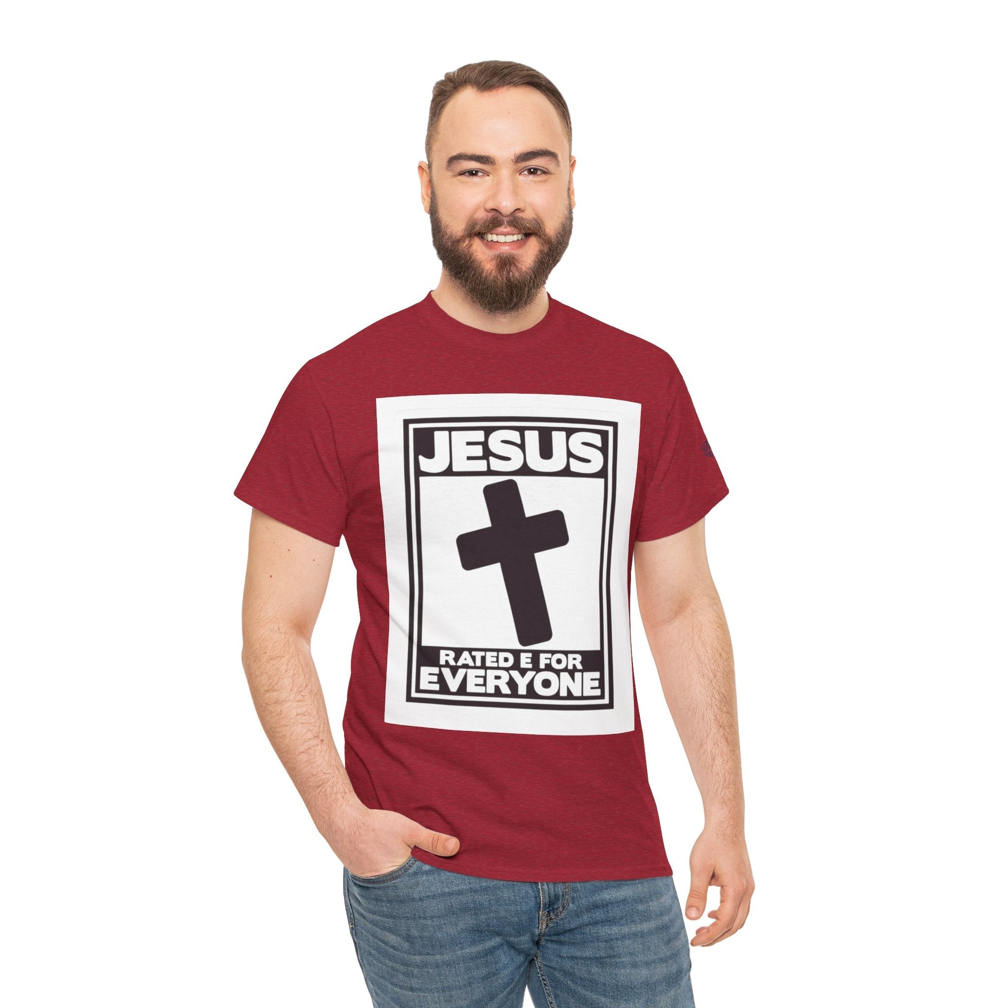 Jesus, Rated E for Everyone T-shirt - Gamer Faith T-shirt - Christian Video Game Parody Printify
