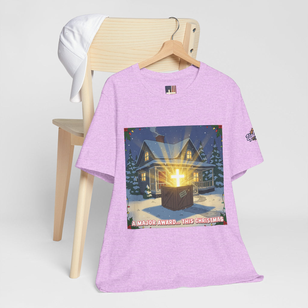 A Major Award This Christmas T-shirt – Fragile Leg Lamp Parody Cross Unboxing Christian T-shirt for Hilarious Faith & Holiday Glow Printify
