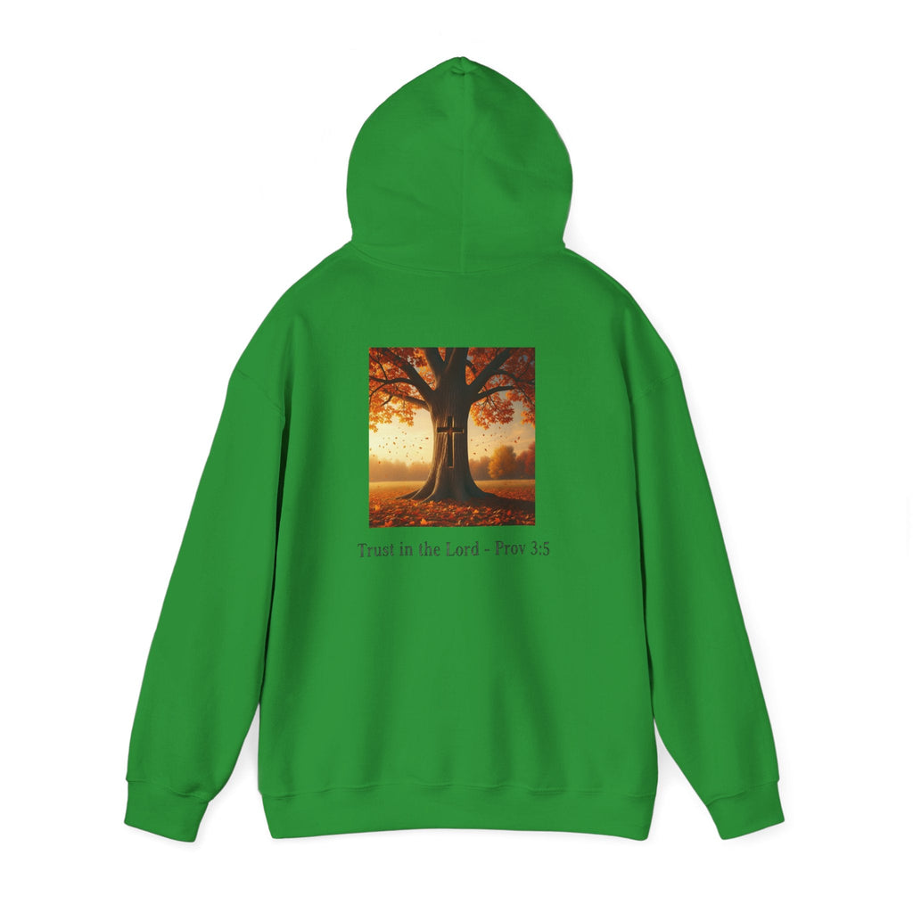 Trust in the Lord Hoodie – Autumn Tree Proverbs 3:5 Christian Hoodie for Cozy Faith Printify