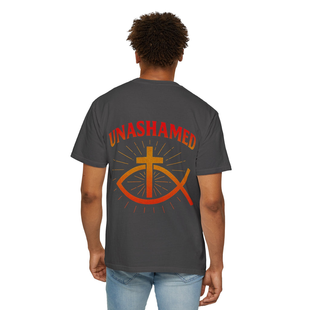 Unashamed T-shirt – Ichthys Jesus Fish & Cross Christian Sweatshirt for Romans 1:16 Bold Faith Printify