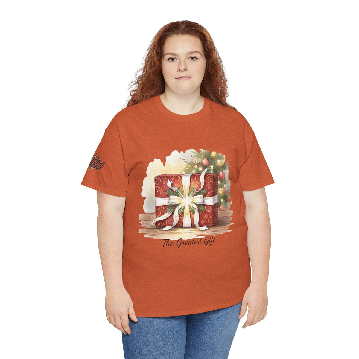 The Greatest Gift T-shirt – Cross Bow Present Christian T-shirt for Christmas Salvation & Eternal Faith Printify