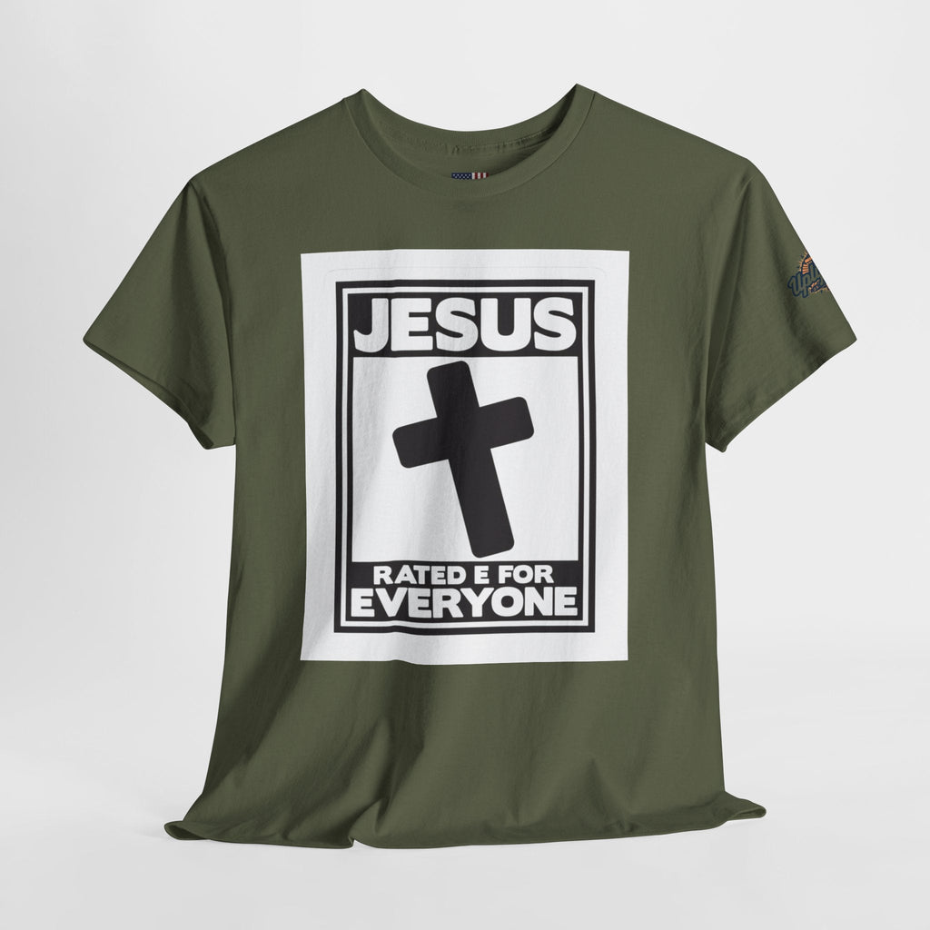 Jesus, Rated E for Everyone T-shirt - Gamer Faith T-shirt - Christian Video Game Parody Printify
