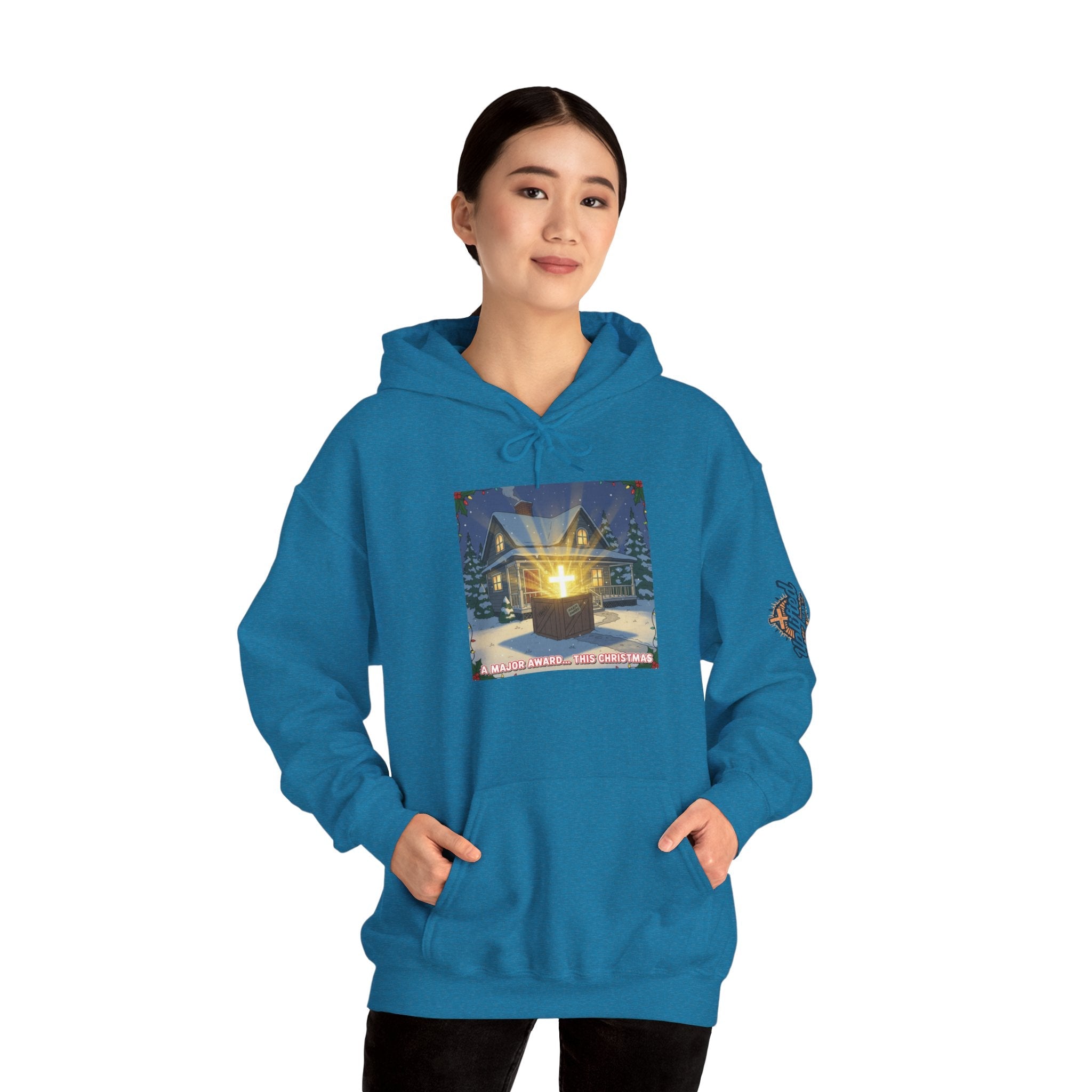 A Major Award This Christmas Hoodie – Fragile Leg Lamp Parody Cross Unboxing Christian Sweatshirt for Hilarious Faith & Holiday Glow Printify
