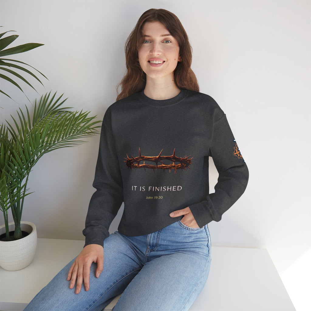 It Is Finished Crown of Thorns Sweatshirt — Christian John 19:30 Faith Sweatshirt Printify