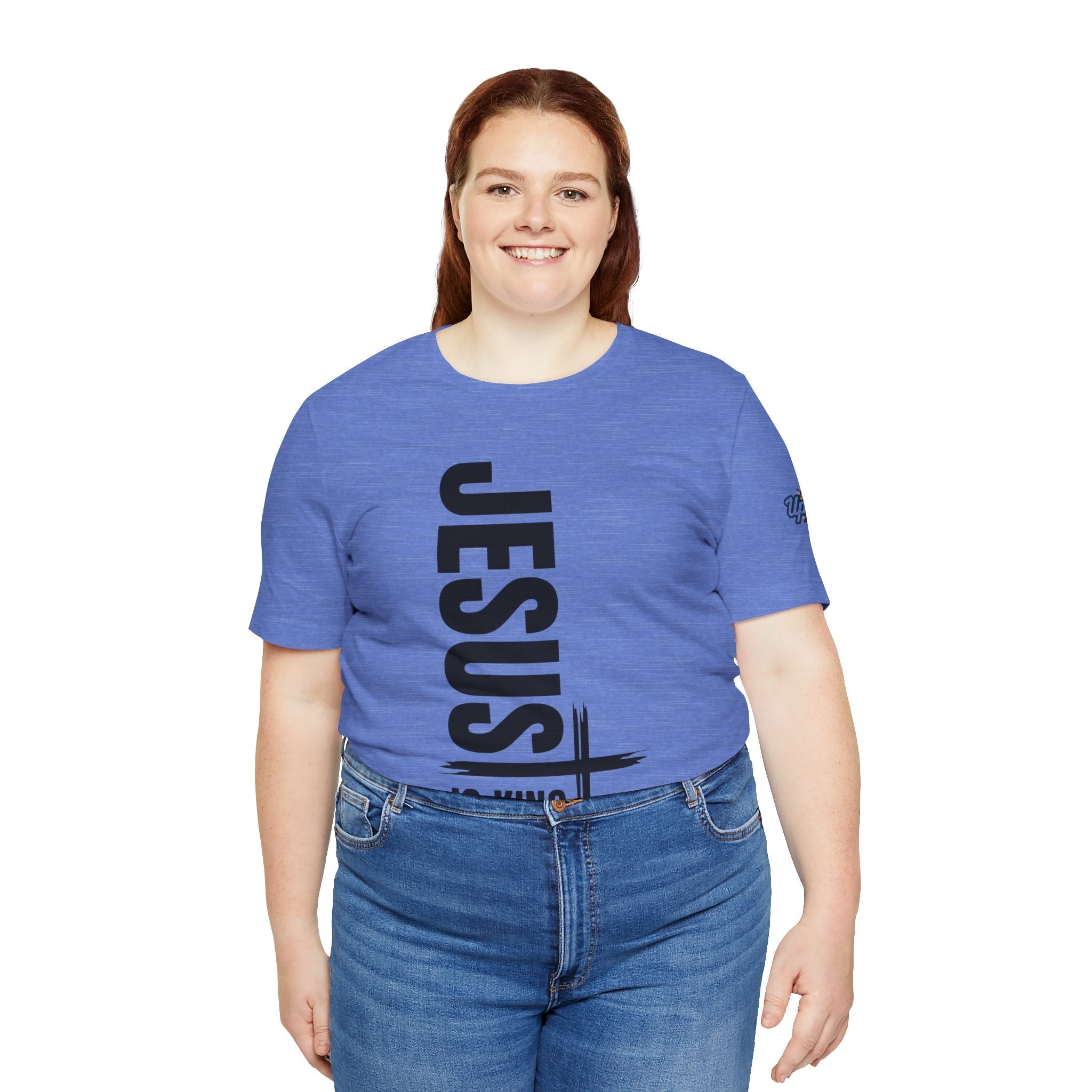 Jesus Is King T-shirt | Modern Typographic Cross Christian T-shirt Printify