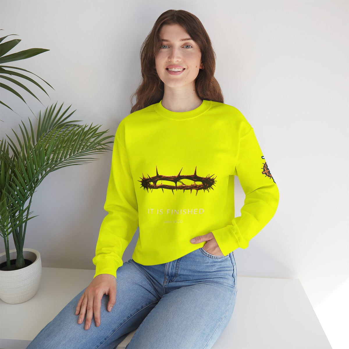 It Is Finished Crown of Thorns Sweatshirt — Christian John 19:30 Faith Sweatshirt Printify