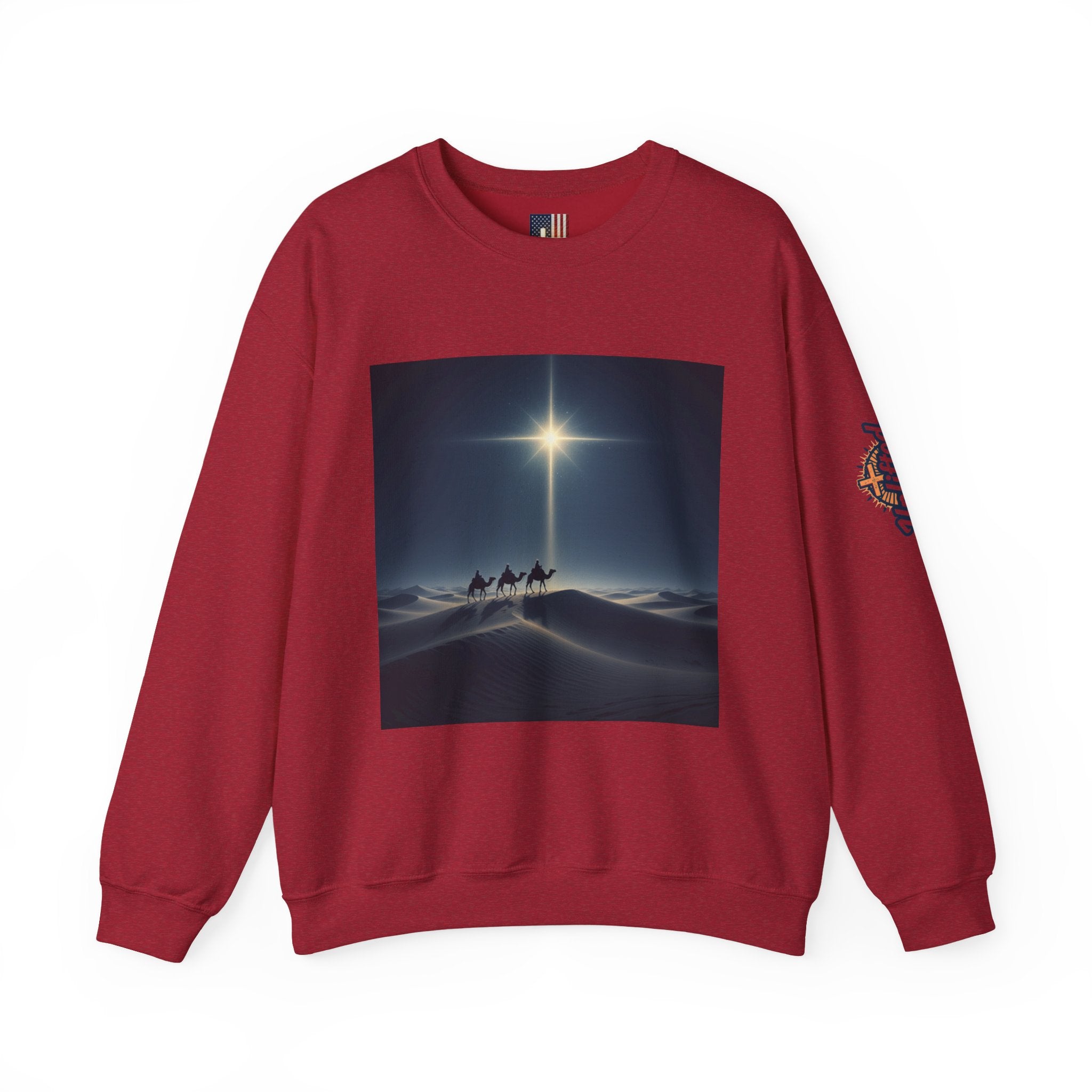 3 Wise Men Sweatshirt – Magi Camels Nativity Journey Christian Christmas Sweatshirt for Epiphany Faith & Holy Night Printify