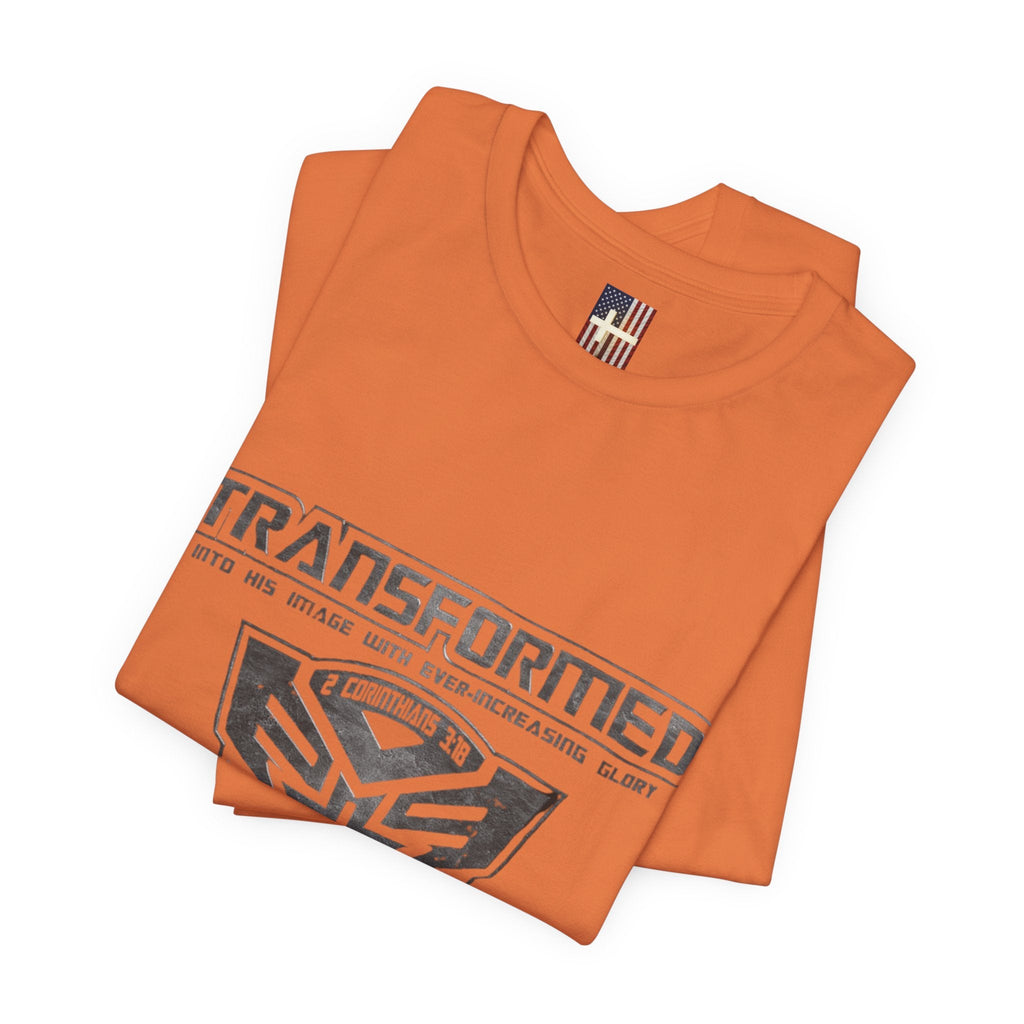 Transformer Logo Christian T-shirt | 2 Corinthians 3:18 Bible Verse T-shirt Printify