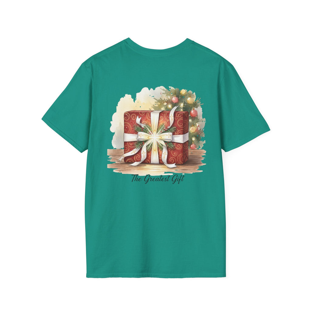The Greatest Gift T-shirt – Cross Bow Present Christian T-shirt for Christmas Salvation & Eternal Faith Printify