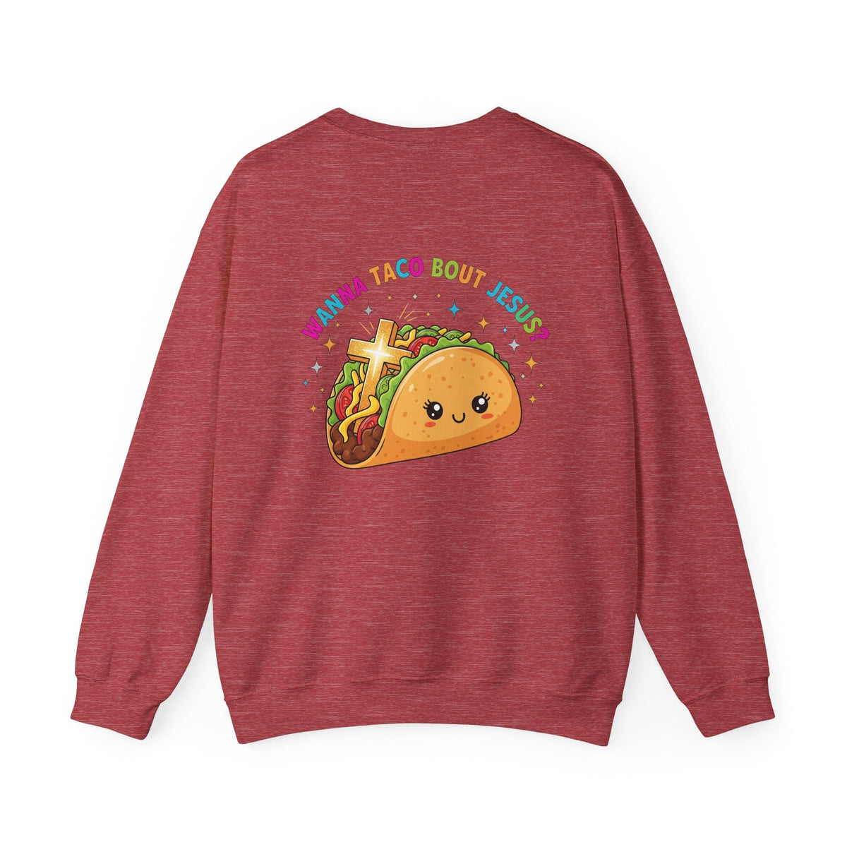 Wanna Taco 'Bout Jesus Sweatshirt – Cozy Christian Pun Sweatshirt for Faith & Fun Printify