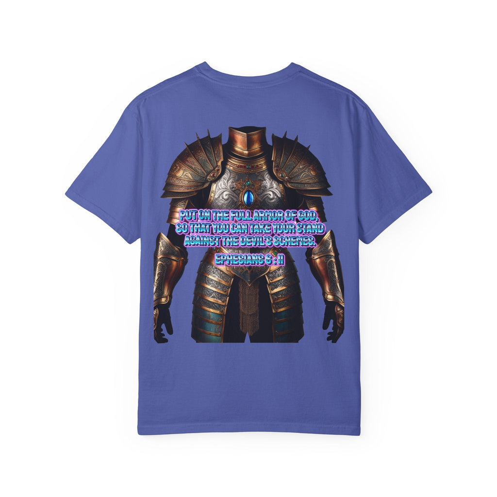 Religious Graphic Tee with Armor Of God Design - Unisex Garment-Dyed T-shirt Printify