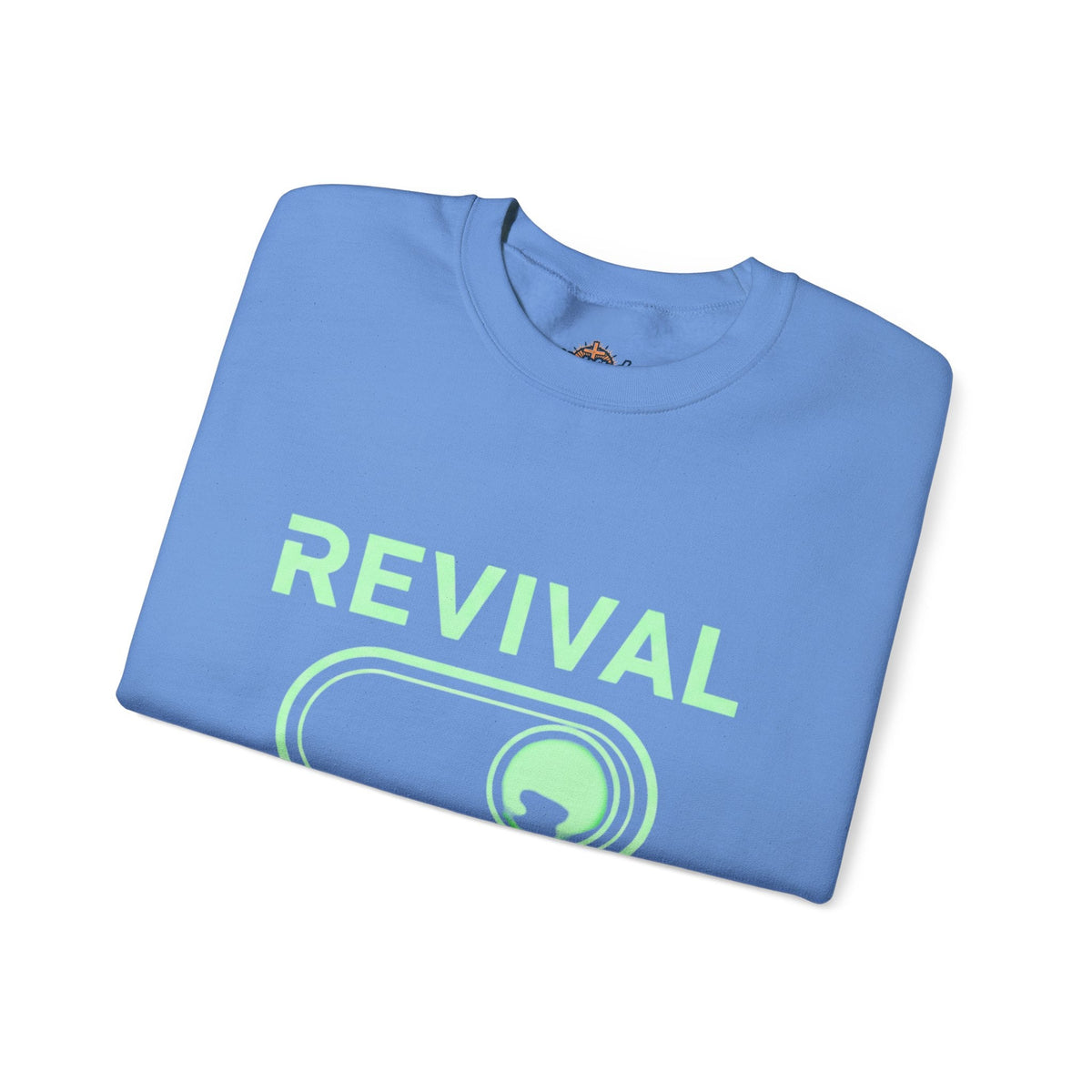 🔥 Revival Mode: ON – Christian Techwear Sweatshirt | Glowing Green Faith Switch | Futuristic Jesus Shirt | Activate Your Spiritual Awakening | Uplifted Gear Printify