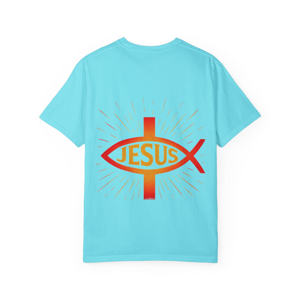 Jesus Ichthys T-shirt – Christian Fish Symbol with Cross & Jesus Inscription T-shirt for Eternal Faith & Streetwear Printify