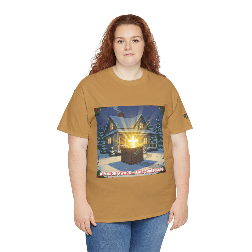 A Major Award This Christmas T-shirt – Fragile Leg Lamp Parody Cross Unboxing Christian T-shirt for Hilarious Faith & Holiday Glow Printify