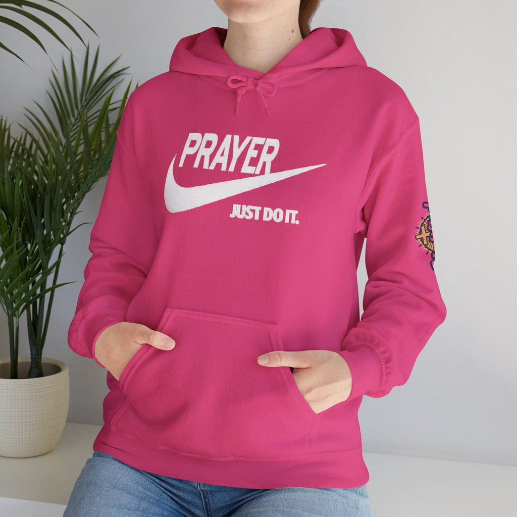 Prayer Just Do It Hoodie - Funny Christian Nike Parody Hoodie - Faith Gear Printify