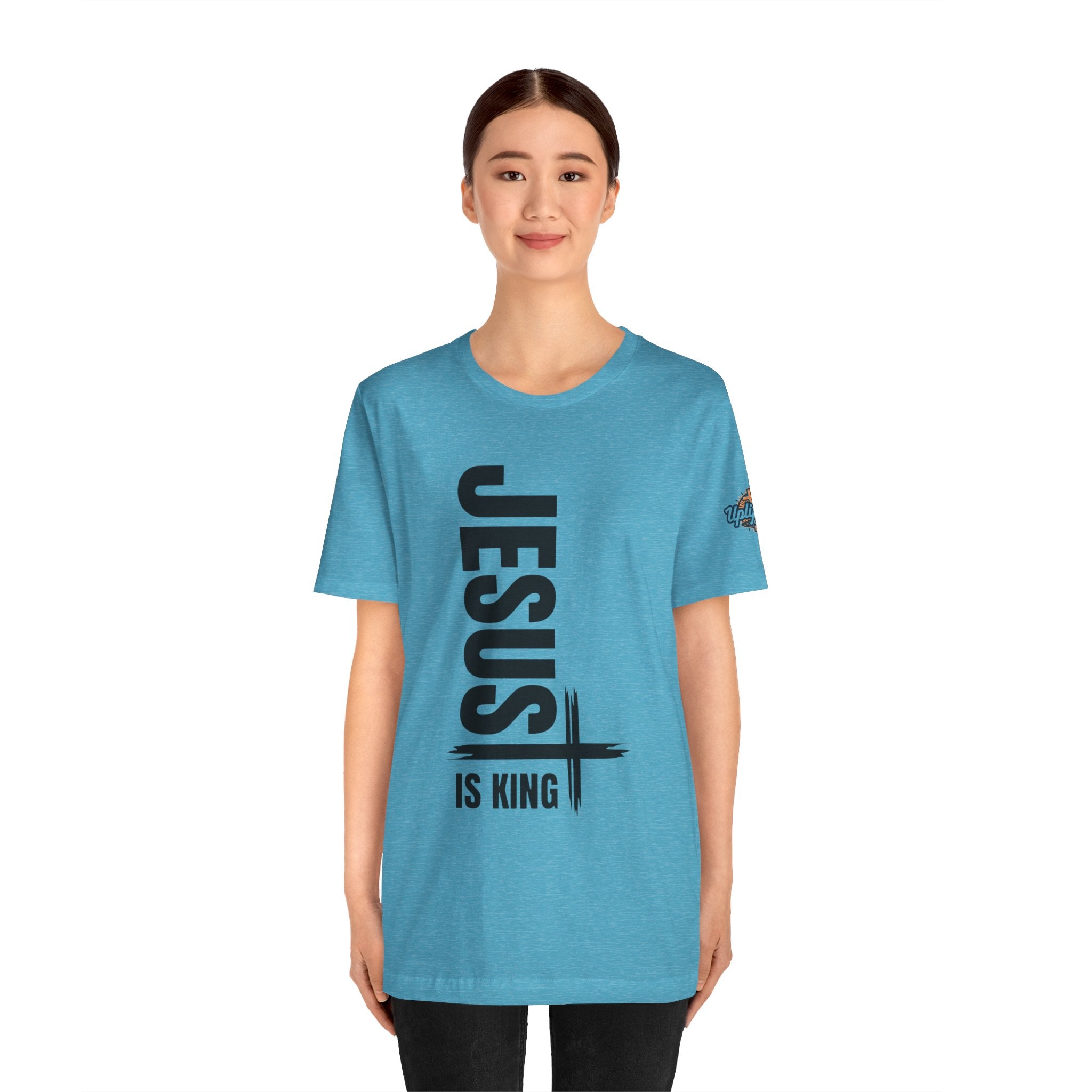 Jesus Is King T-shirt | Modern Typographic Cross Christian T-shirt Printify