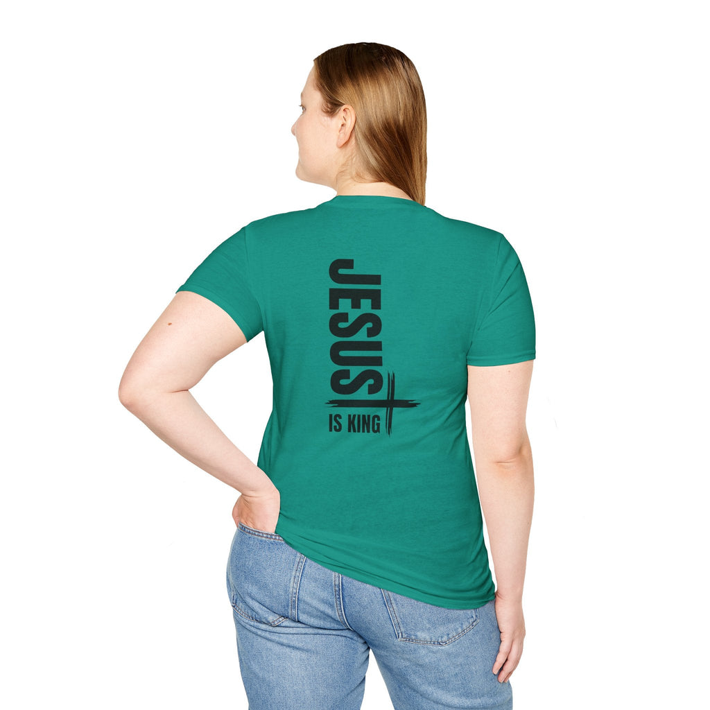 Jesus Is King T-shirt | Modern Typographic Cross Christian T-shirt Printify