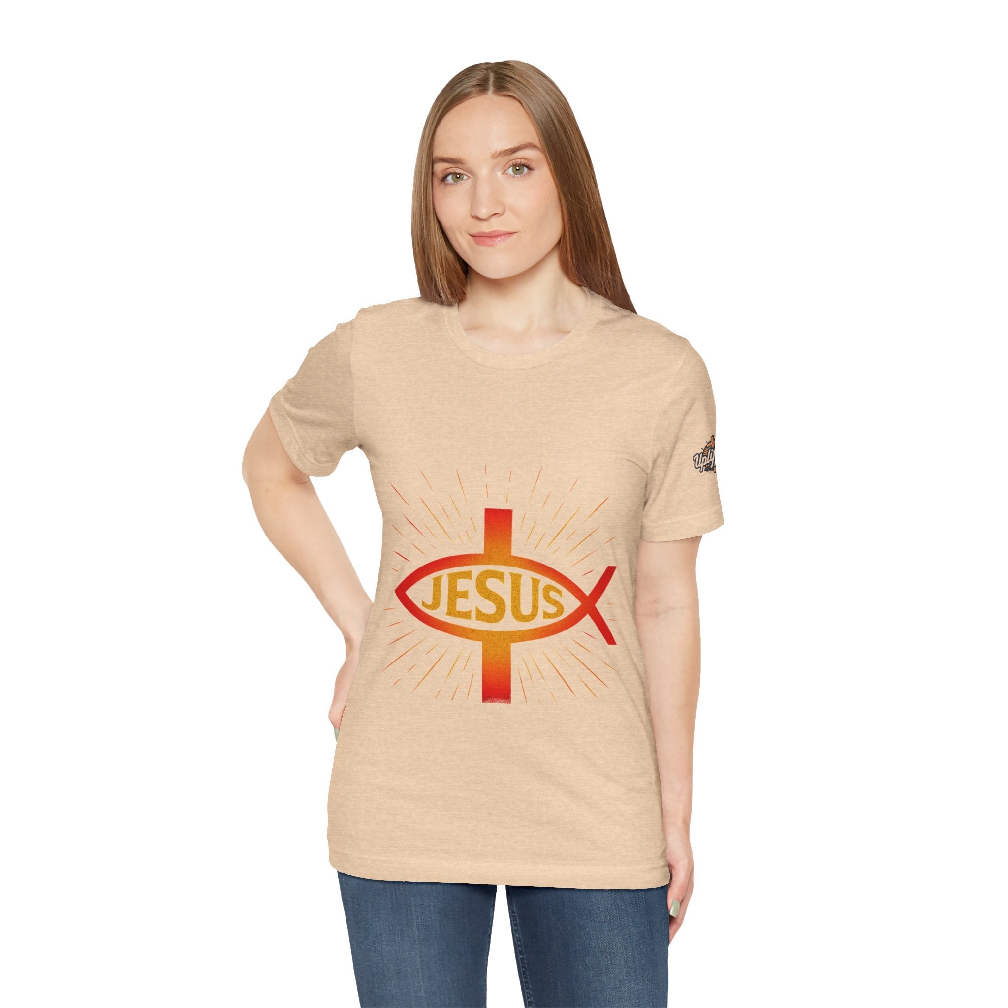 Jesus Ichthys T-shirt – Christian Fish Symbol with Cross & Jesus Inscription T-shirt for Eternal Faith & Streetwear Printify