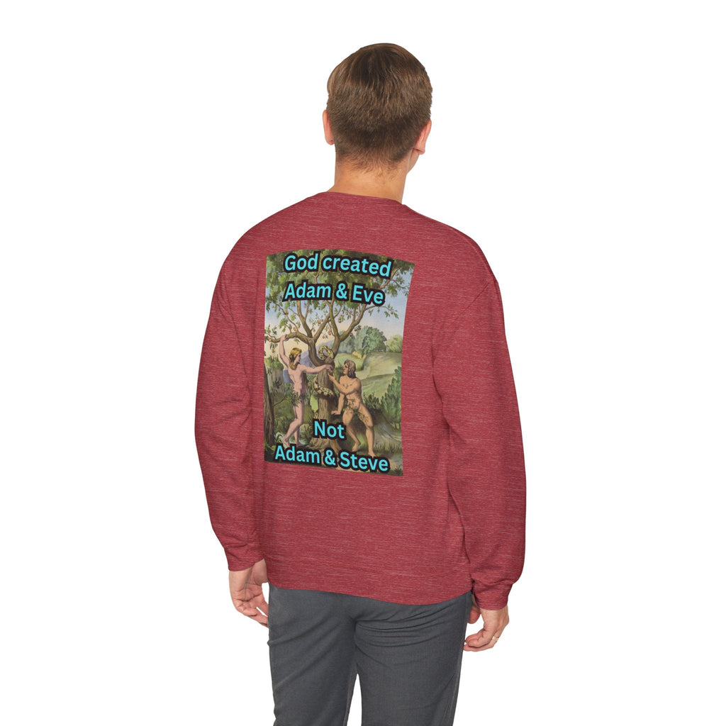 God Created Adam and Eve Sweatshirt – Biblical Truth Christian Sweatshirt for Unshakable Faith Printify