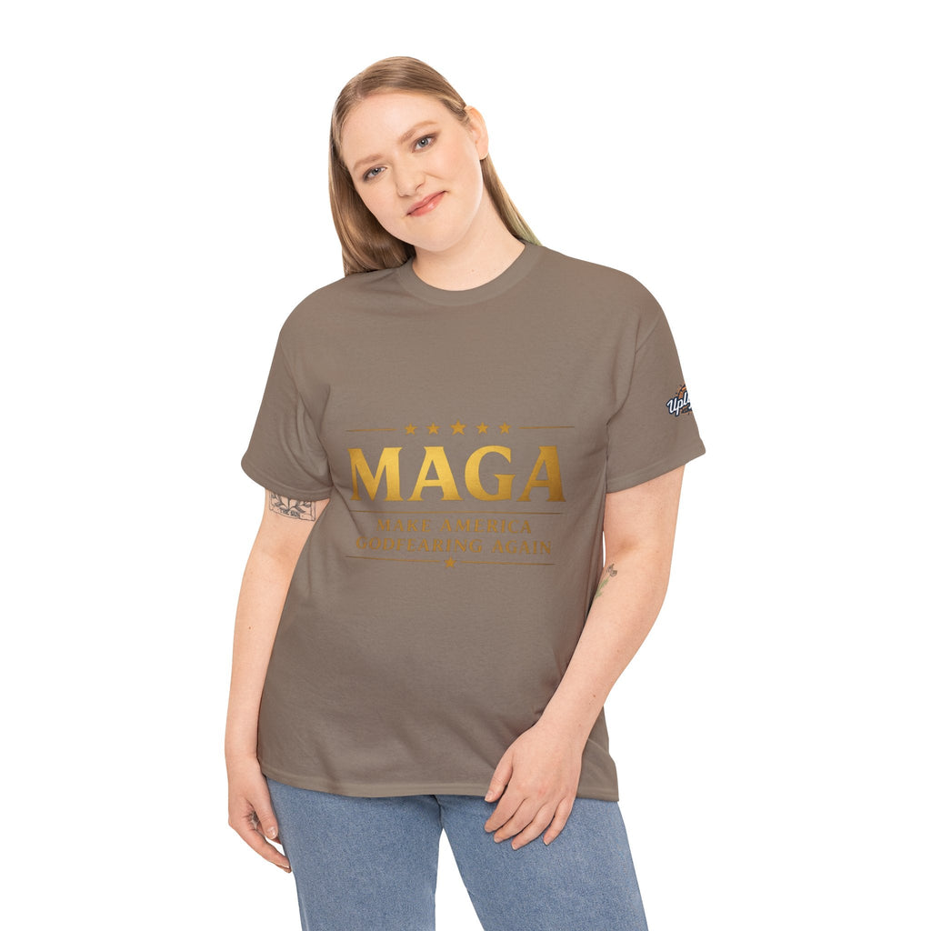 MAGA Gold Letter T-Shirt — "Make America Great Again" Printify