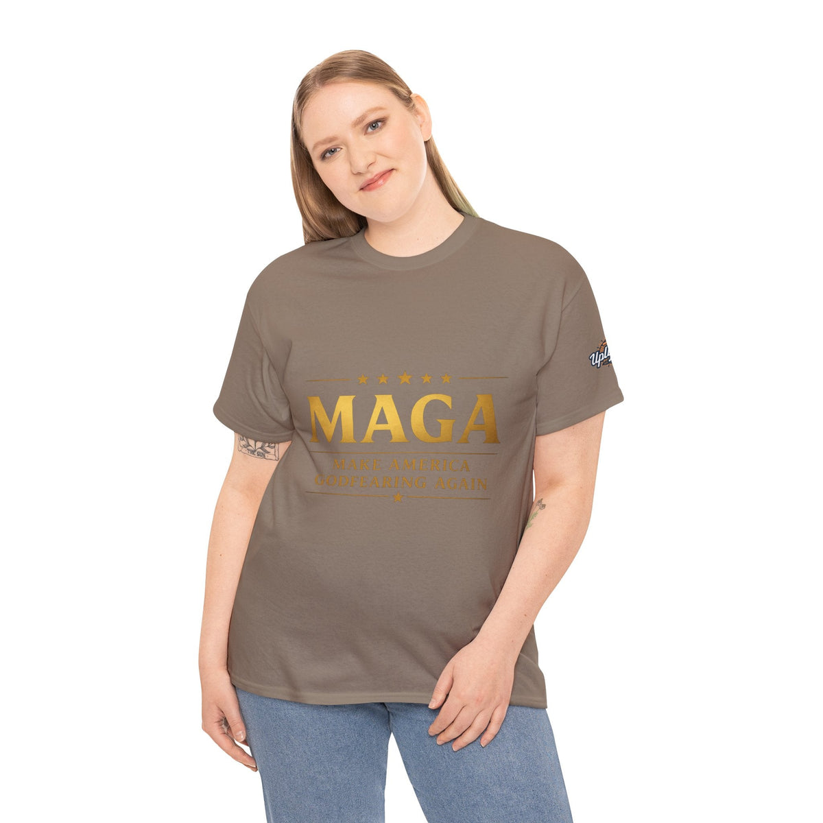 MAGA Gold Letter T-Shirt — "Make America Great Again" Printify